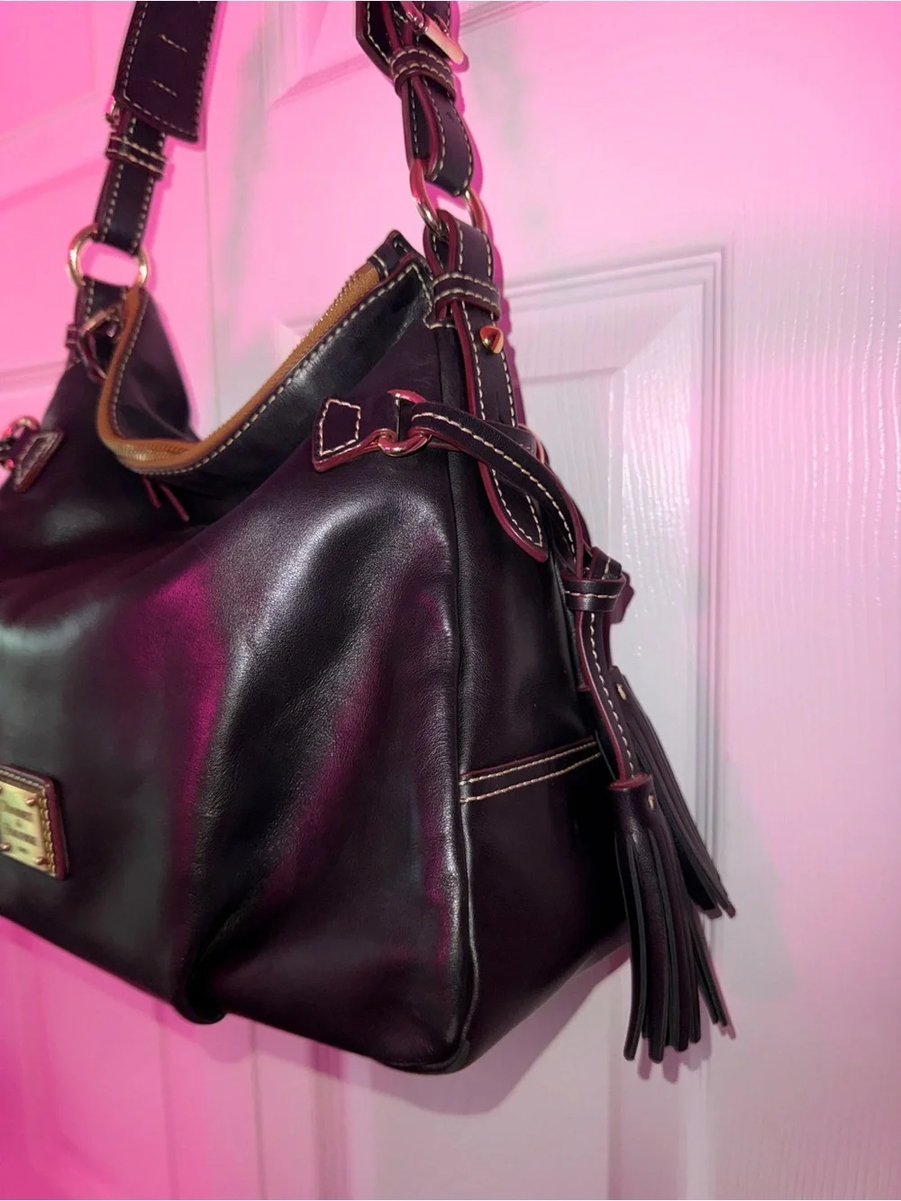 Dooney & Bourke Black Leather Hobo Shoulder Bag